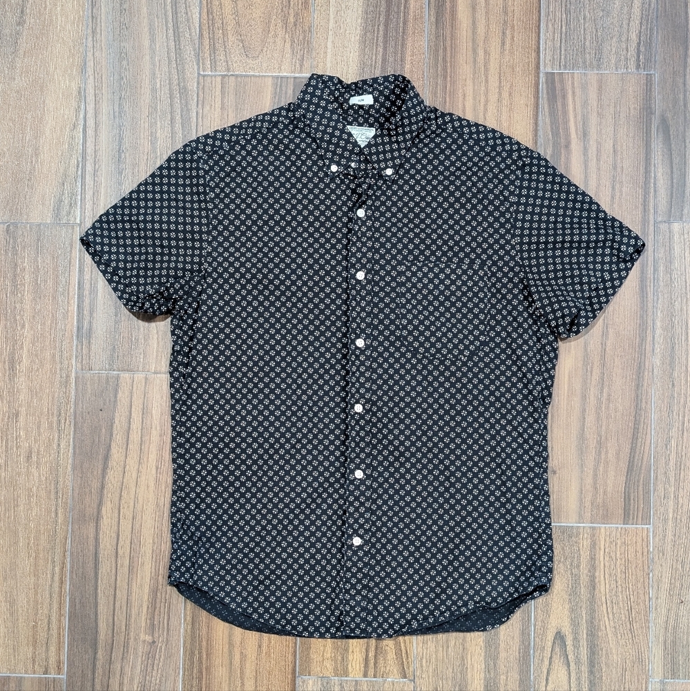 J. Crew Black and White Patterned Men's Shirt, Size M